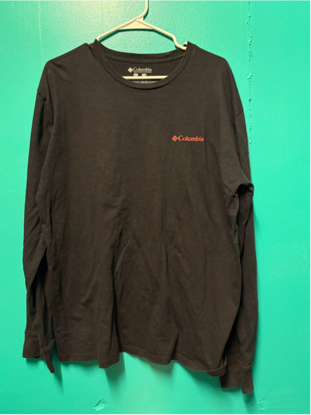 Men's Columbia Long Sleeve Graphic Tee Black Orange Size XL
